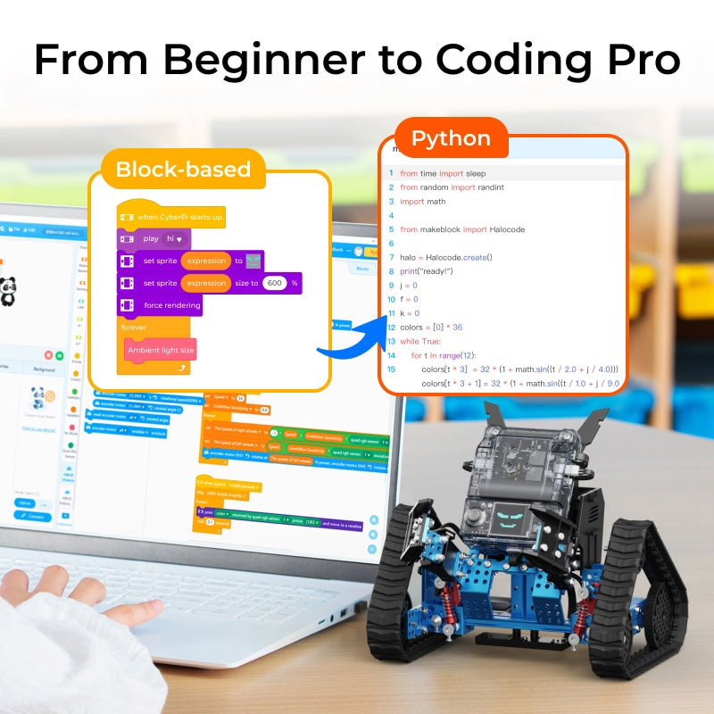 Makeblock mBot2 Rover コーディング学習ロボット / Makeblock mBot2 Rover Robotics Kit: Kid's Interactive Emo Robot for Coding Learning and Outdoor Play 商品画像