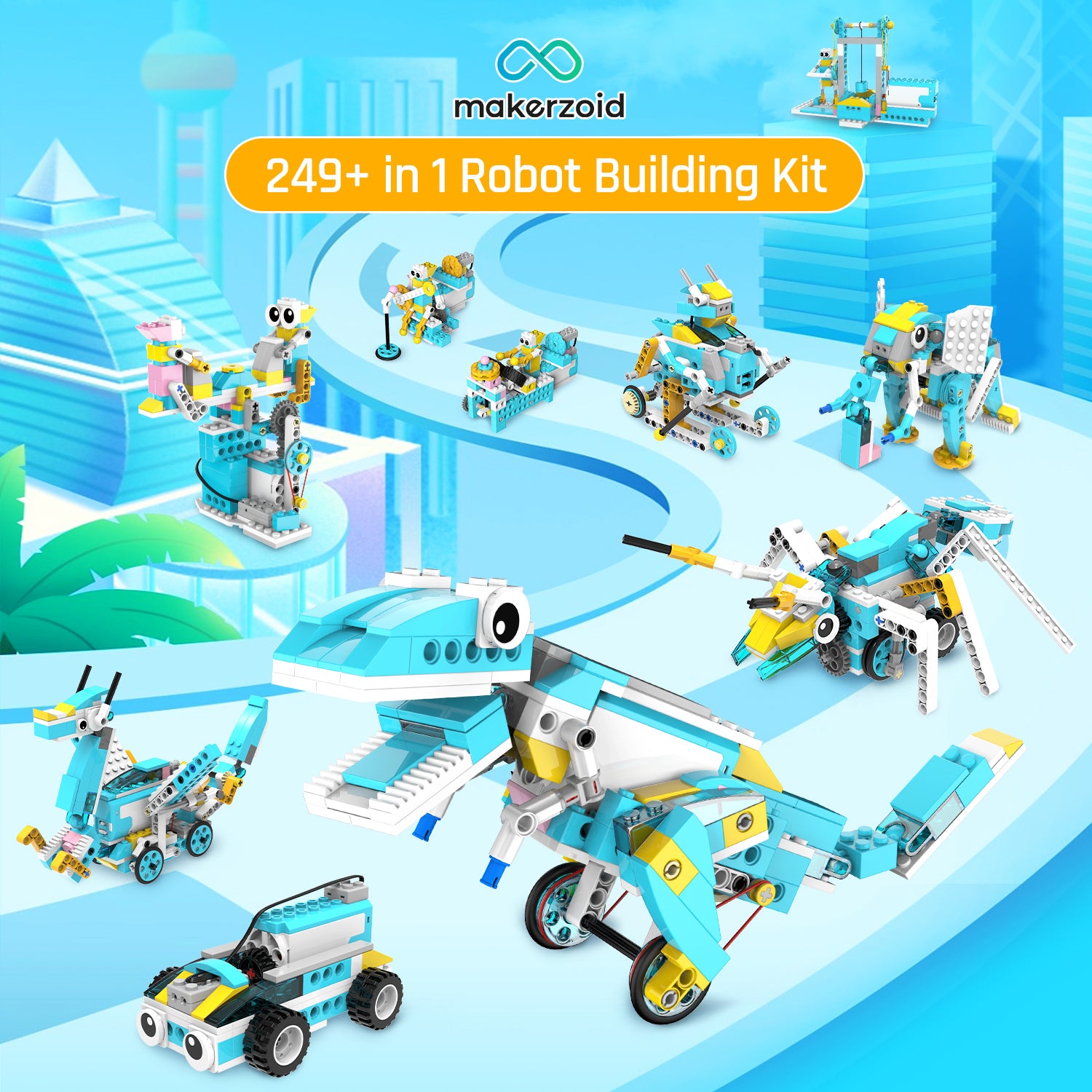Makerzoid 200-in-1 Scratch Jr コーディングロボットキット / makerzoid 200-in-1 Scratch Jr Coding Robot Kit - STEM Smart Robot Premium Educational Toy - Junior Programming Learning Kit - DIY Robotics Kit for Kids 商品画像