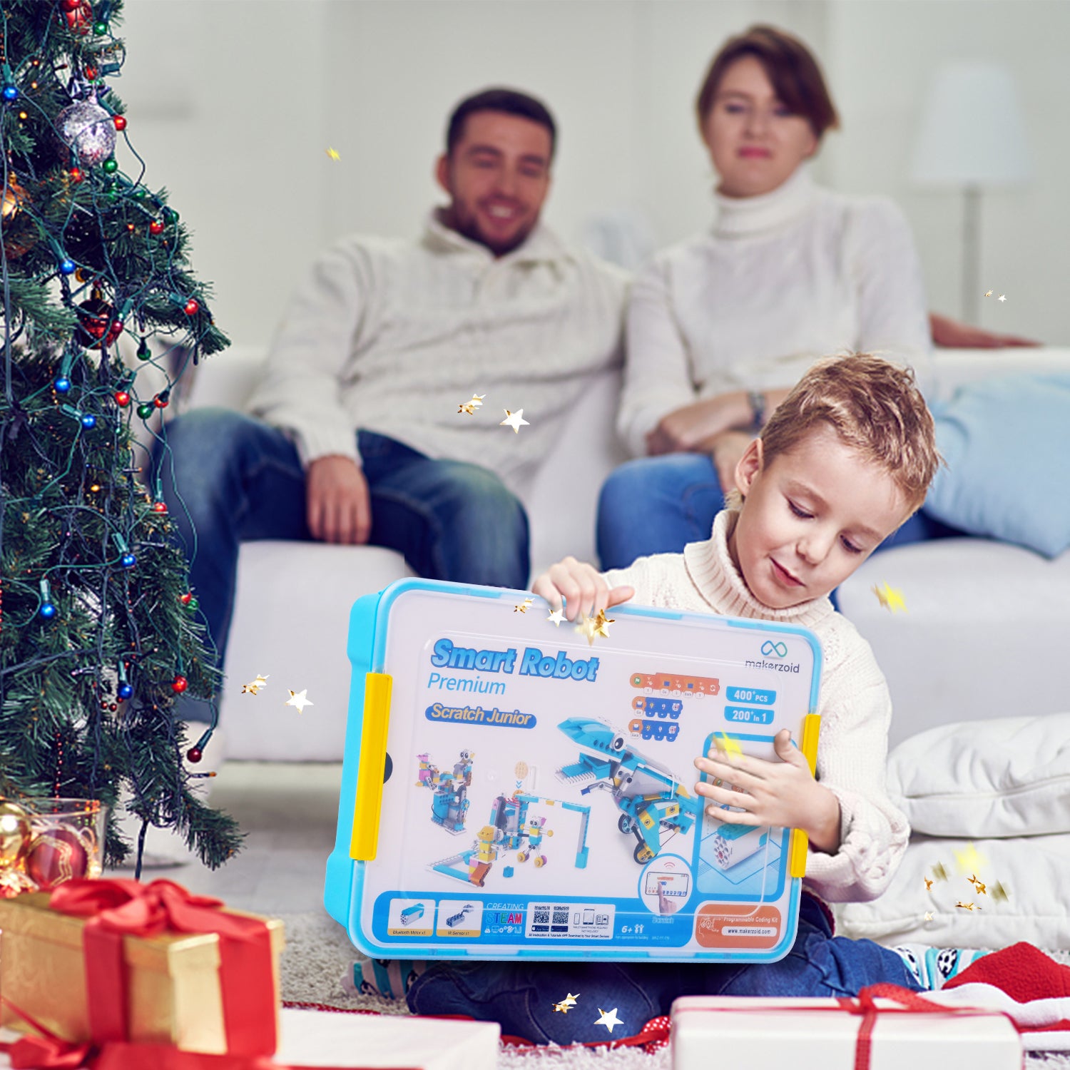 Makerzoid 200-in-1 Scratch Jr コーディングロボットキット / makerzoid 200-in-1 Scratch Jr Coding Robot Kit - STEM Smart Robot Premium Educational Toy - Junior Programming Learning Kit - DIY Robotics Kit for Kids 商品画像