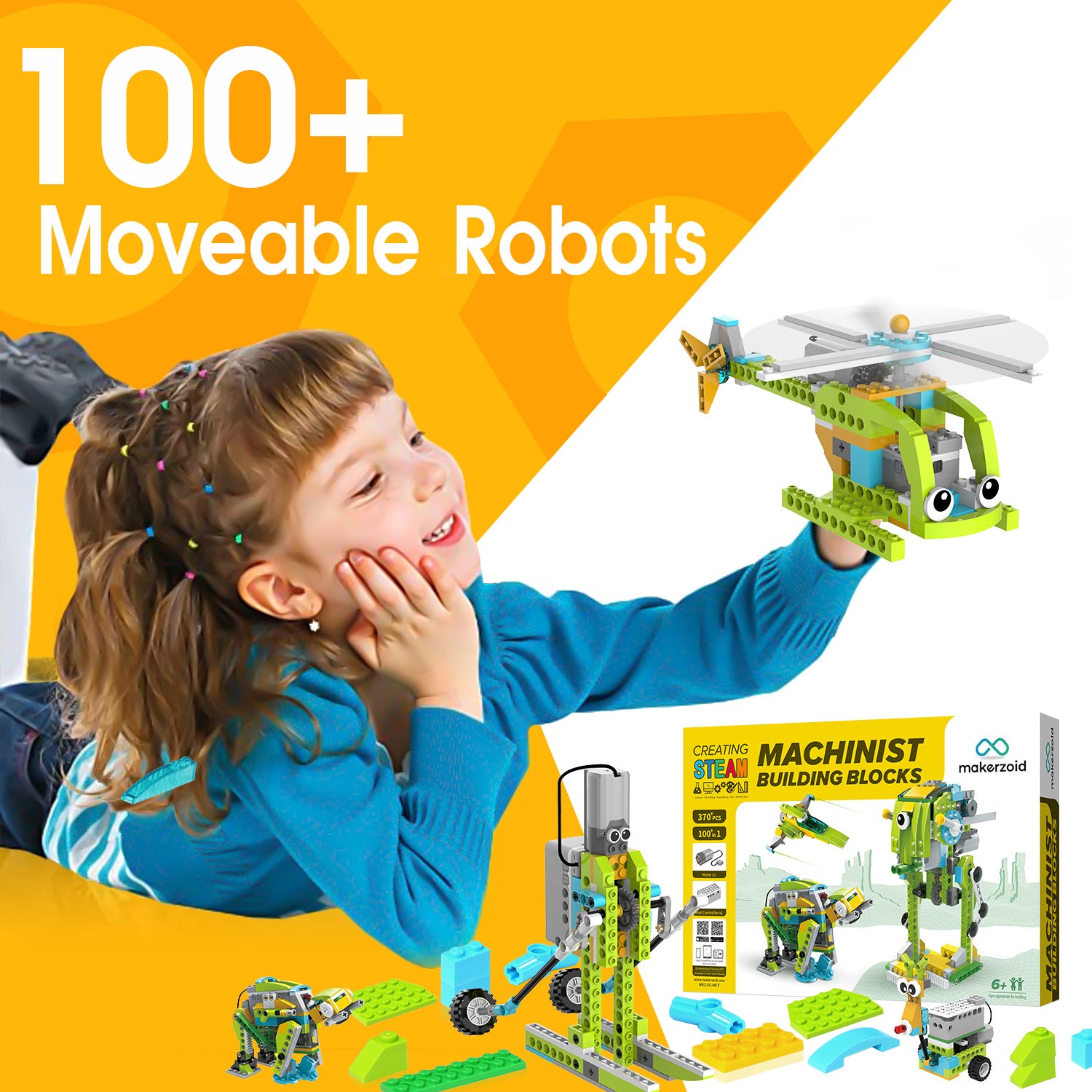 Makerzoid Machinist 100-in-1 STEM学習ブロックキット / Makerzoid Machinist 100-in-1  STEM Educational Learning Kit, Electronic Toys Building Blocks Toy for Kids 商品画像