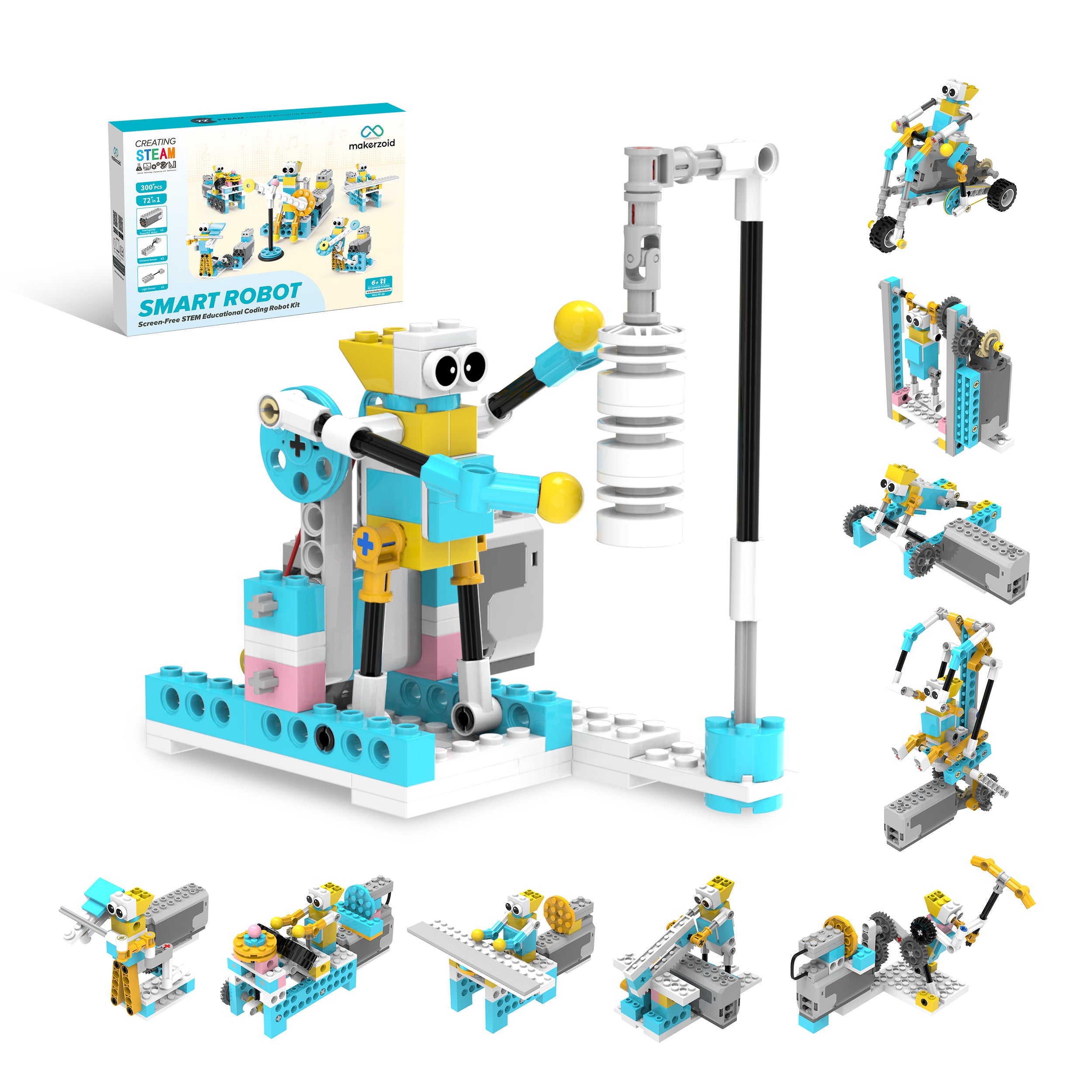 Makerzoid Smart Robot 72-in-1 DIYロボットキット / Makerzoid Smart Robot 72-in-1 Intelligent DIY Robotics Kit STEM Toy Educational Leaning Kit Building Robot Kit Birthday Gift for Kids 6+