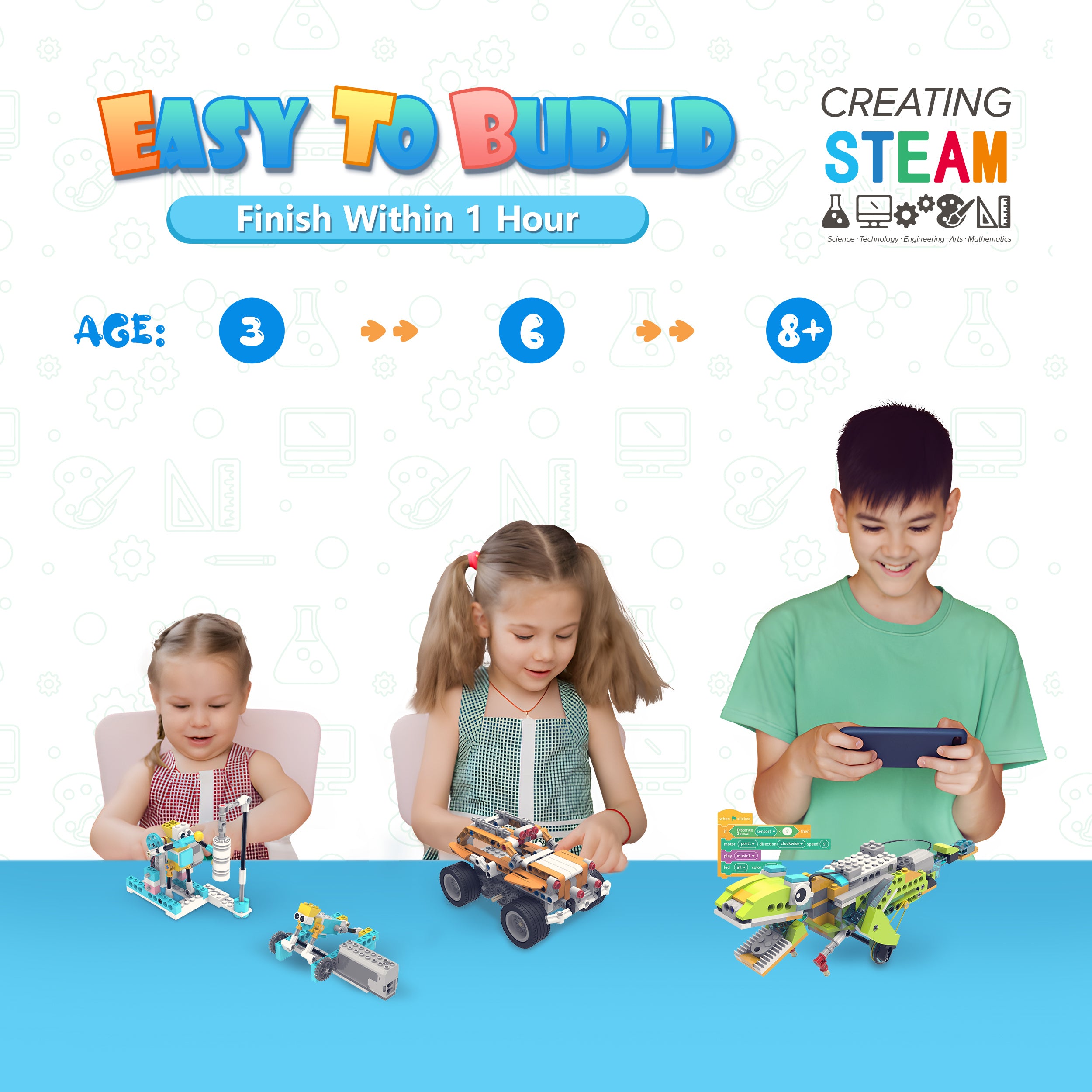 Makerzoid Smart Robot 72-in-1 DIYロボットキット / Makerzoid Smart Robot 72-in-1 Intelligent DIY Robotics Kit STEM Toy Educational Leaning Kit Building Robot Kit Birthday Gift for Kids 6+ 商品画像