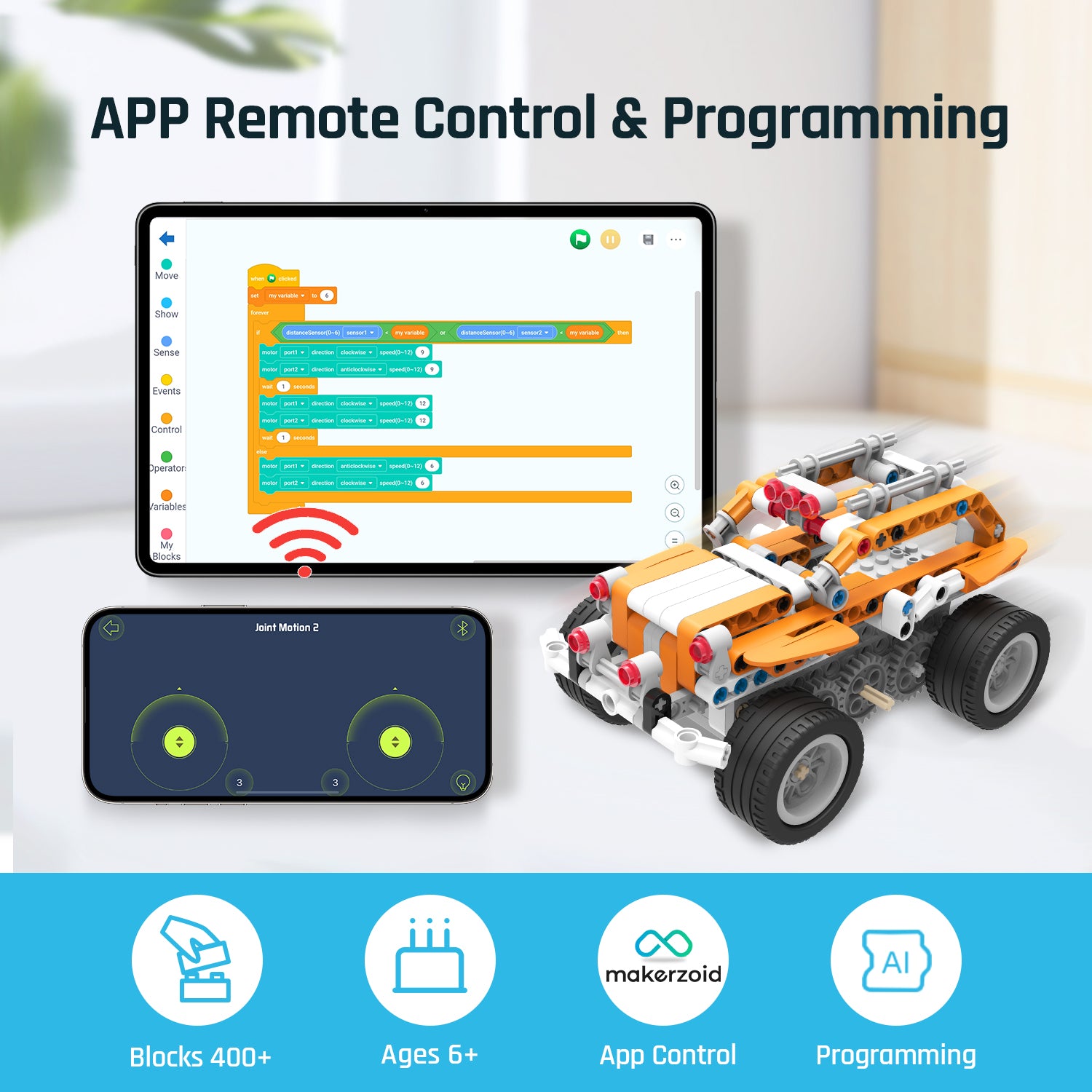 Makerzoid SUPERBOT 26-in-1 プログラミングロボットキット / Makerzoid SUPERBOT 26-in-1 Coding Robot Kit STEM Programmable APP-Enabled Building Robot Toys Learning Kit for Kids 商品画像