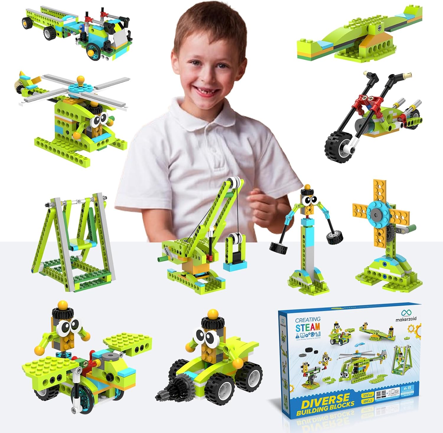 Makerzoid STEAM Building Blocks 100-in-1 組立セット / Makerzoid STEAM Building Blocks 100 in 1 Building Set, Educational Toys for Boys and Girls, Gift for Kids 6+ Yeas Old