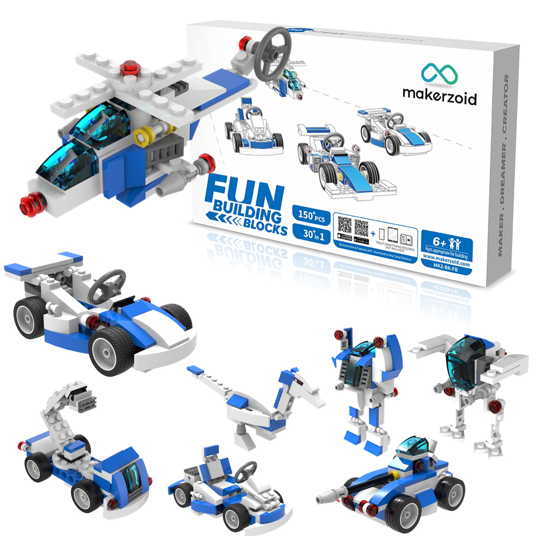 Makerzoid 30-in-1 STEAMブロックセット / Makerzoid 30 in 1 STEAM Building Blocks Set for Kids 6+ Years Old, Educational Gift DIY Fun Learning Bricks Kids Toy