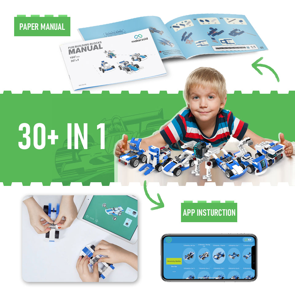 Makerzoid 30-in-1 STEAMブロックセット / Makerzoid 30 in 1 STEAM Building Blocks Set for Kids 6+ Years Old, Educational Gift DIY Fun Learning Bricks Kids Toy 商品画像