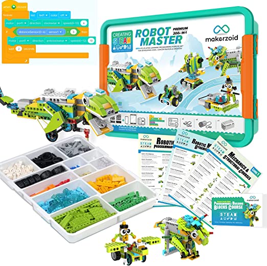 Makerzoid Robot Master Premium 200-in-1 コーディングロボットキット / Makerzoid Programmable Toys Robot Master, 200-in-1 Coding Robot Kit, STEM Robotics Kit Learning Kit for Kids
